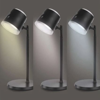 Lámpara de mesa LED regulable y recargable 4en1 LED/6W/3,7V 3000K/4000K/6500K 1500mAh negro
