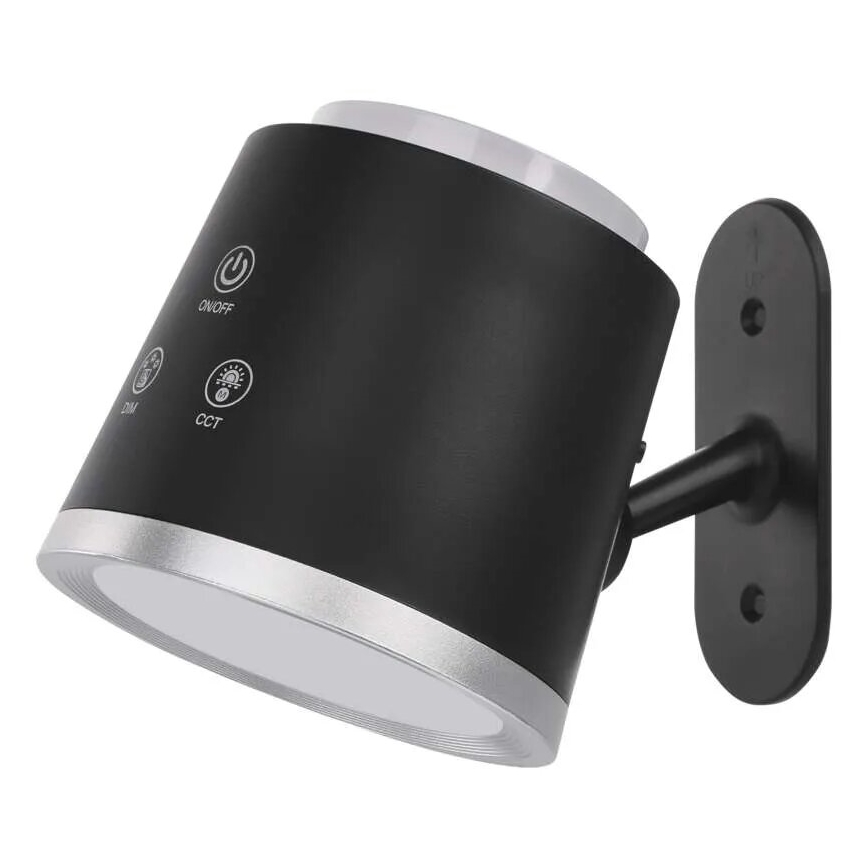 Lámpara de mesa LED regulable y recargable 4en1 LED/6W/3,7V 3000K/4000K/6500K 1500mAh negro