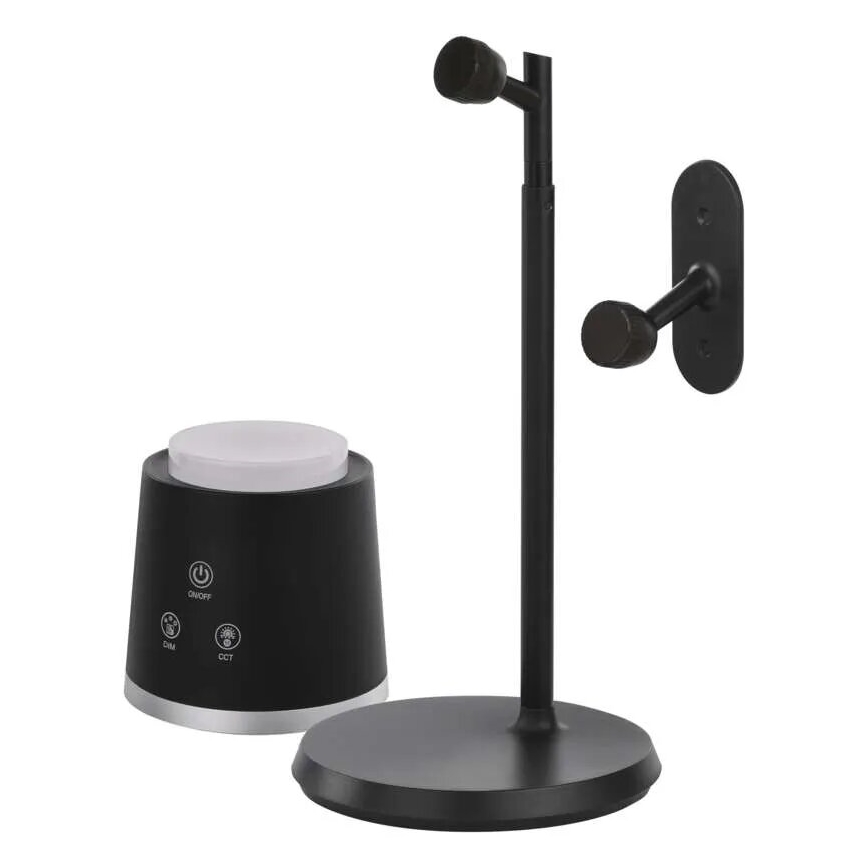 Lámpara de mesa LED regulable y recargable 4en1 LED/6W/3,7V 3000K/4000K/6500K 1500mAh negro
