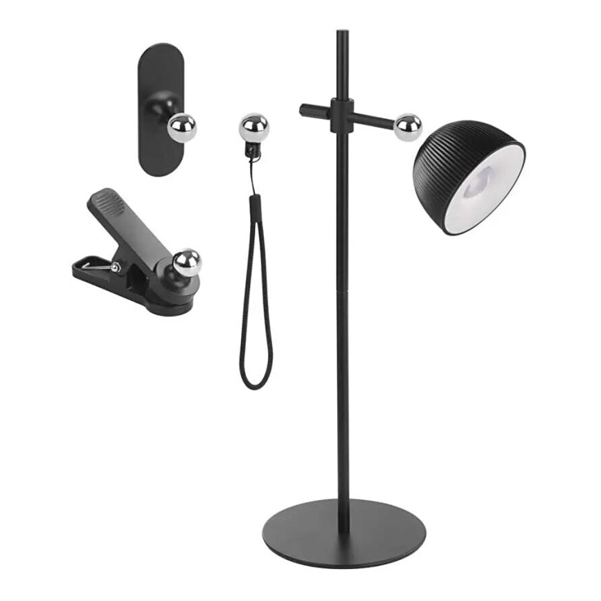 Lámpara de mesa LED regulable y recargable magnética 4en1 LED/4,2W/3,7V 4000K 1200mAh negro
