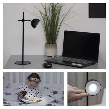 Lámpara de mesa LED regulable y recargable magnética 4en1 LED/4,2W/3,7V 4000K 1200mAh negro