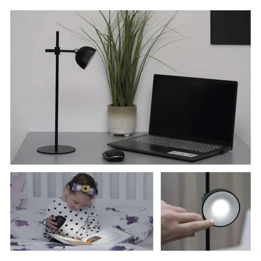 Lámpara de mesa LED regulable y recargable magnética 4en1 LED/4,2W/3,7V 4000K 1200mAh negro