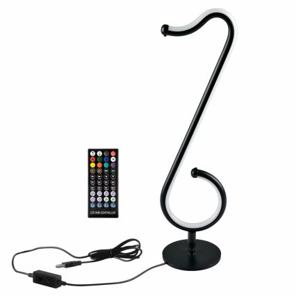 LED RGBW Lámpara de mesa regulable NUTKA LED/15W/5V negro + control remoto