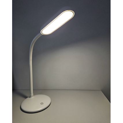 Lámpara de mesa flexible LED regulable táctil LED/6W/5V USB 1200 mAh blanca