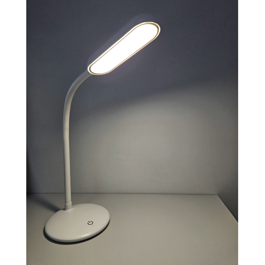 Lámpara de mesa flexible LED regulable táctil LED/6W/5V USB 1200 mAh blanca