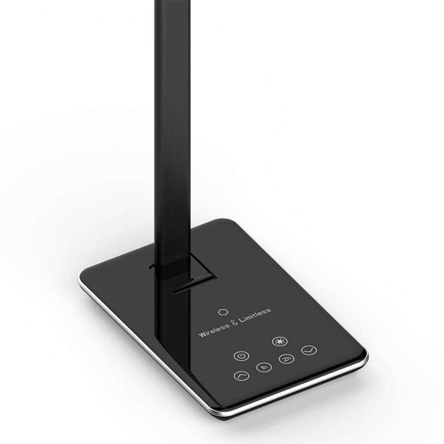 Lámpara de mesa LED táctil regulable con carga inalámbrica LED/4W/5V 3000-6500K USB negra