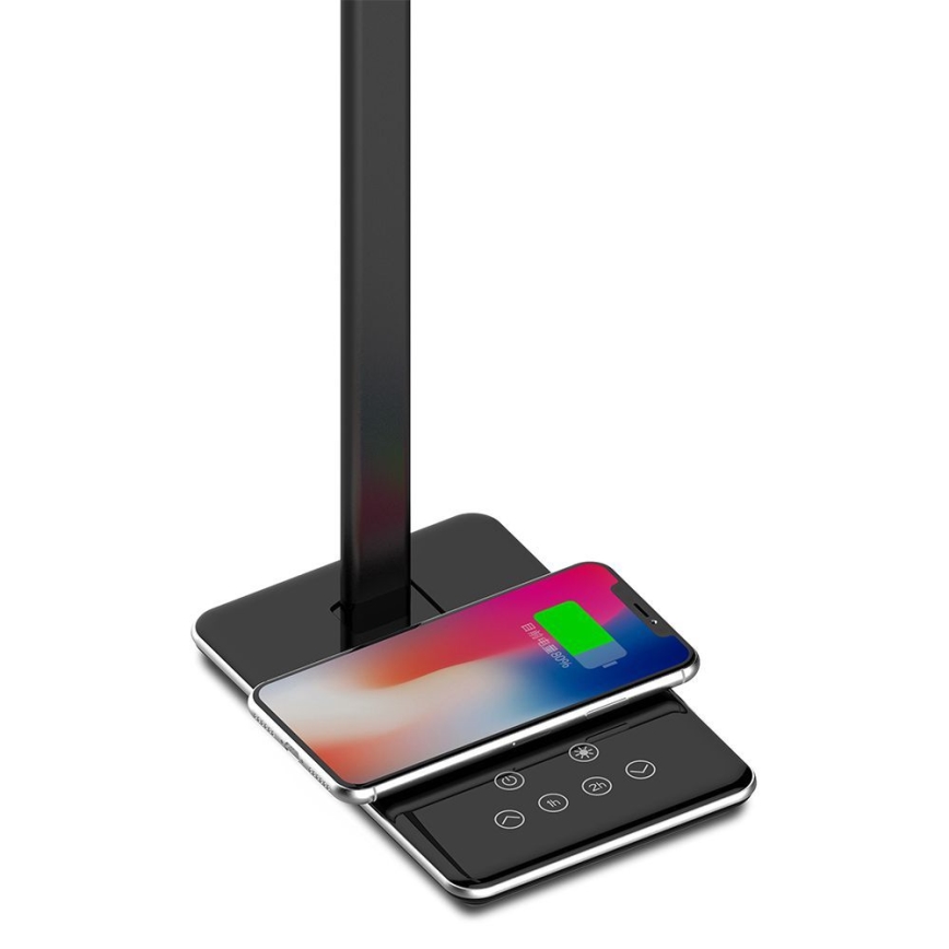 Lámpara de mesa LED táctil regulable con carga inalámbrica LED/4W/5V 3000-6500K USB negra