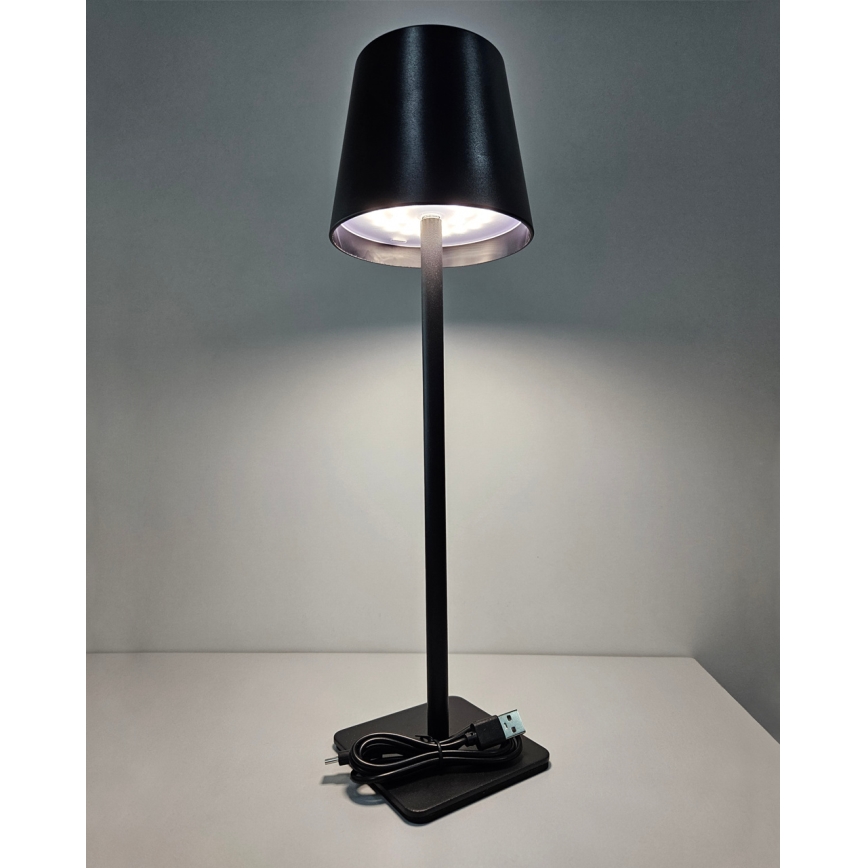 Lámpara de mesa LED táctil regulable LED/5W/5V USB 1200 mAh negra