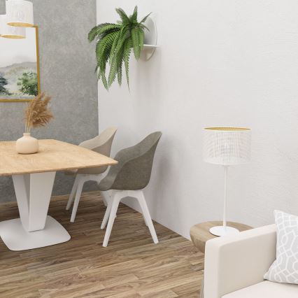 Lámpara de mesa LOFT SHADE 1xE27/60W/230V diámetro 25 cm blanca/dorada