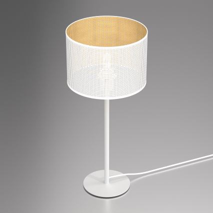 Lámpara de mesa LOFT SHADE 1xE27/60W/230V diámetro 25 cm blanca/dorada