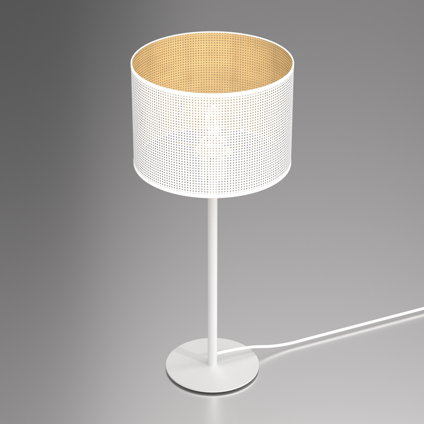 Lámpara de mesa LOFT SHADE 1xE27/60W/230V diámetro 25 cm blanca/dorada