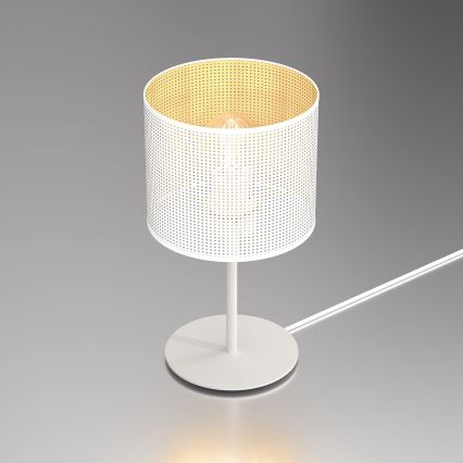 Lámpara de mesa LOFT SHADE 1xE27/60W/230V Ø 18 cm blanca/dorada