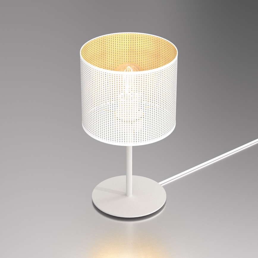 Lámpara de mesa LOFT SHADE 1xE27/60W/230V Ø 18 cm blanca/dorada