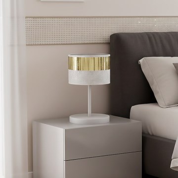 Lámpara de mesa LUX 1xE27/15W/230V blanca/dorada