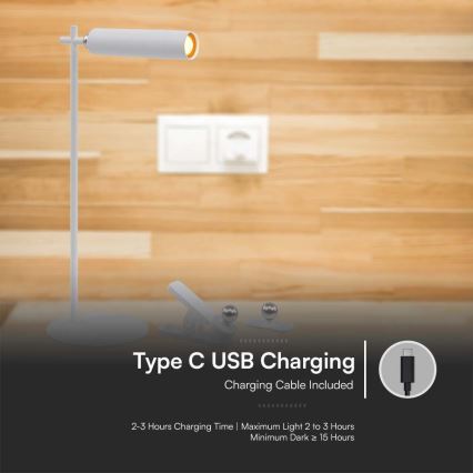 Lámpara de mesa LED regulable magnética recargable 3en1 LED/3W/5V 4000K 1500 mAh blanco