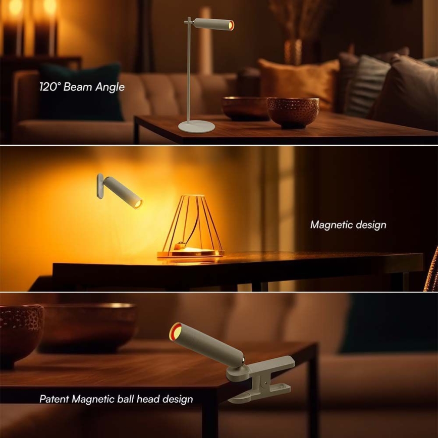 Lámpara de mesa LED regulable magnética recargable 3en1 LED/3W/5V 4000K 1500 mAh blanco