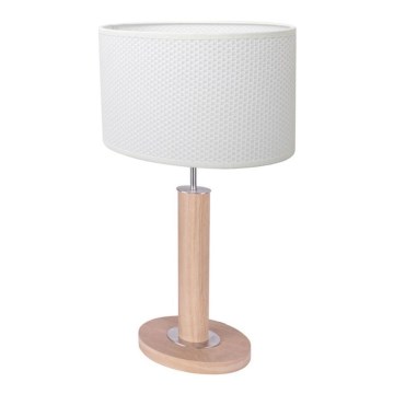 Lámpara de mesa MERCEDES 1xE27/40W/230V 46 cm blanca/roble