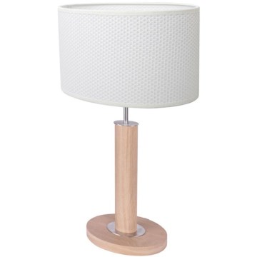 Lámpara de mesa MERCEDES 1xE27/40W/230V 46 cm blanco/roble