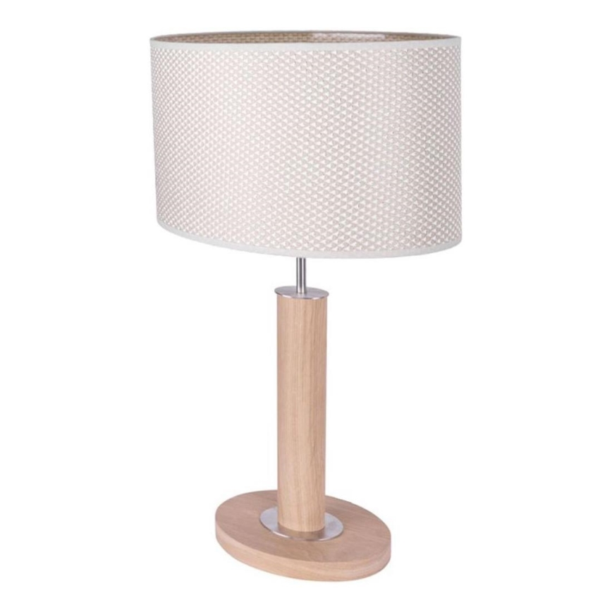Lámpara de mesa MERCEDES 1xE27/40W/230V 46 cm color crema/roble