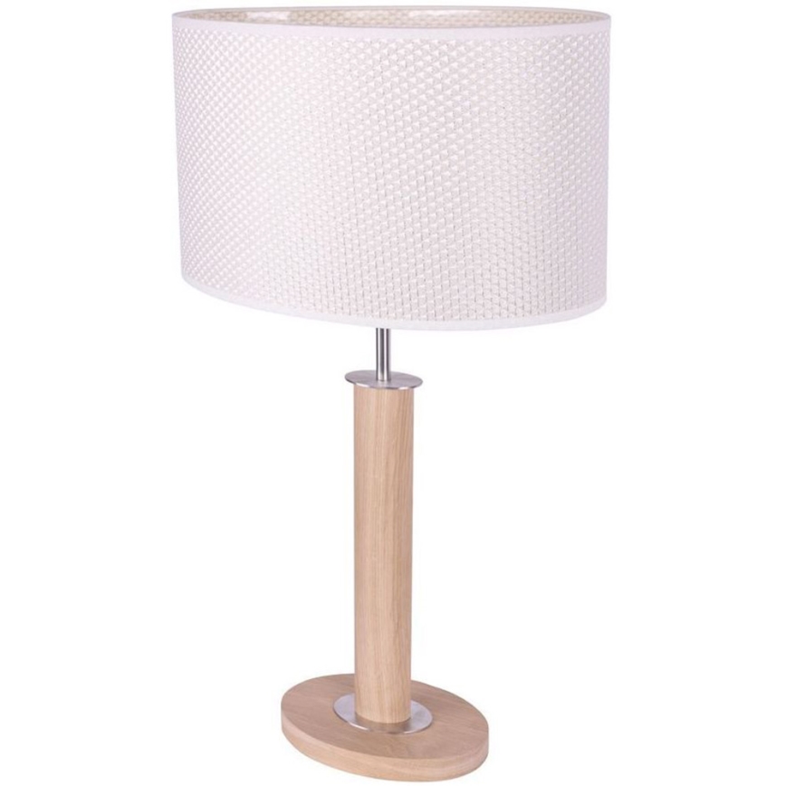 Lámpara de mesa MERCEDES 1xE27/40W/230V 60 cm color crema/roble