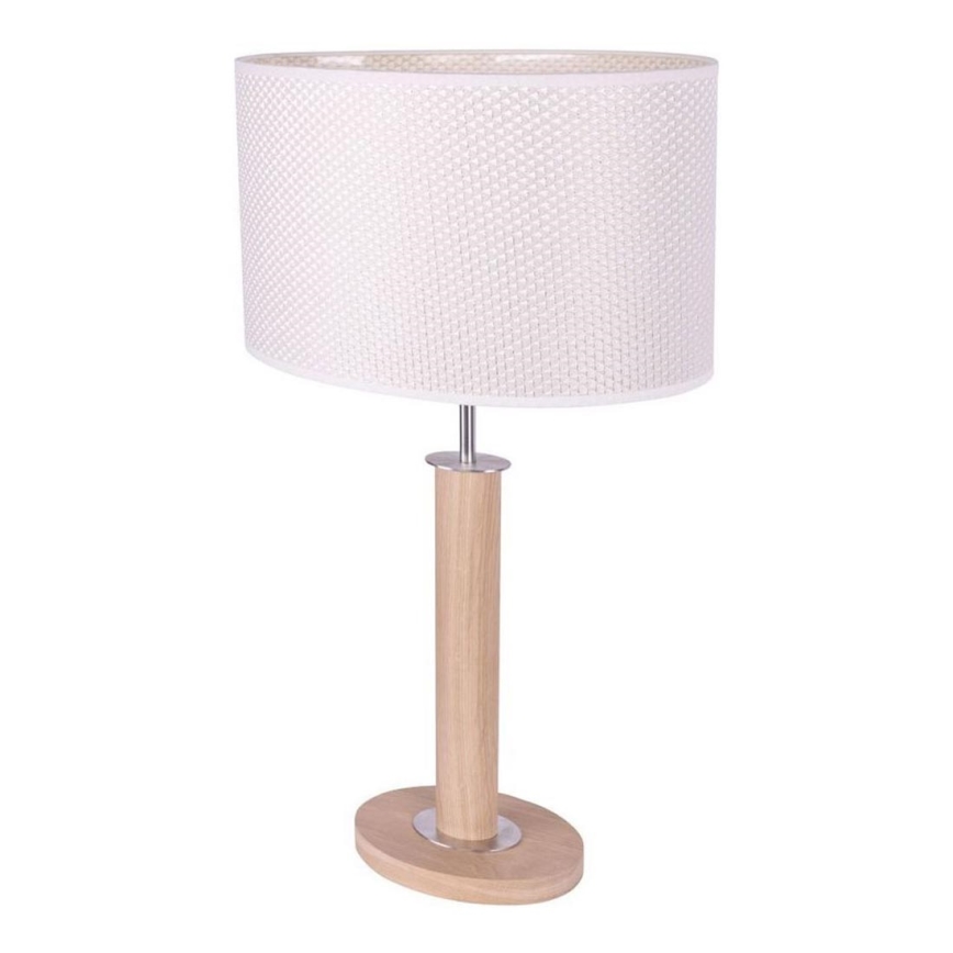 Lámpara de mesa MERCEDES 1xE27/40W/230V 60 cm crema/roble