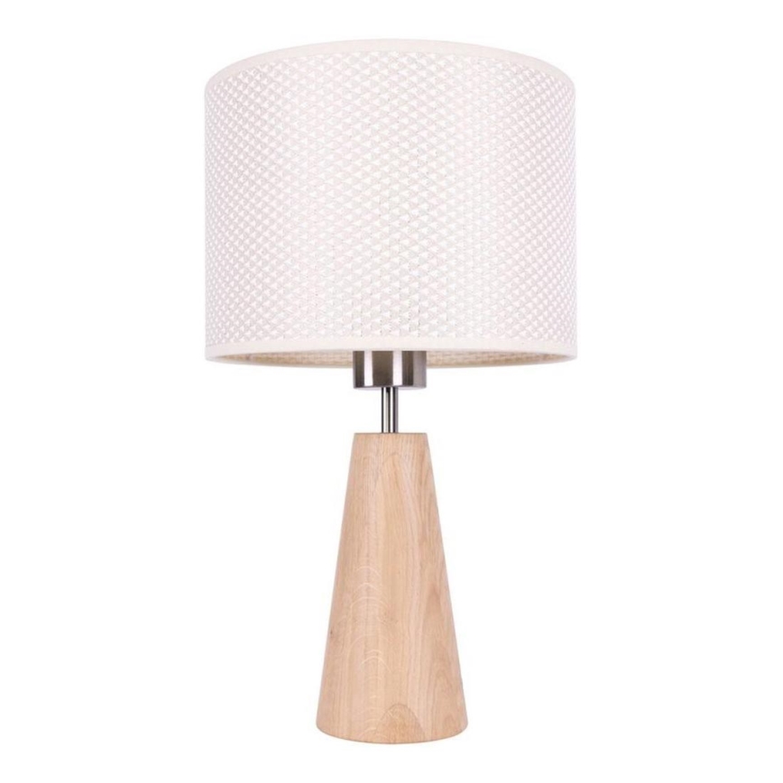 Lámpara de mesa MERCEDES 1xE27/40W/230V diámetro 43 cm crema/roble