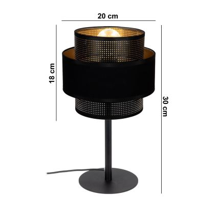 Lámpara de mesa NESS 1xE27/60W/230V negro