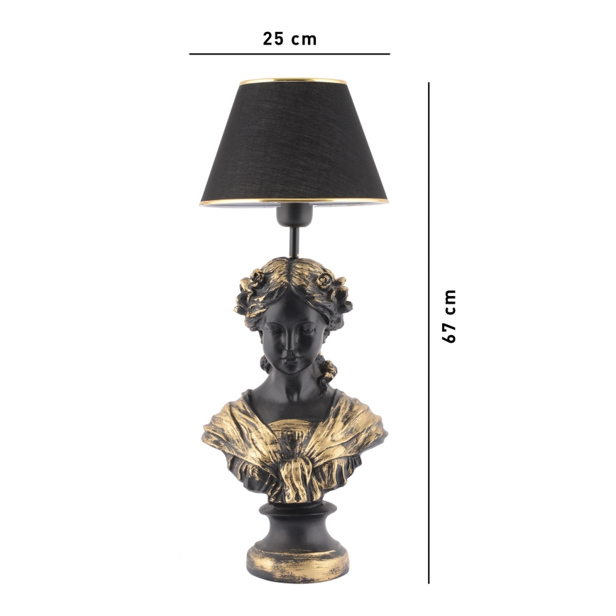 Lámpara de mesa OPELYA 1xE27/40W/230V negro/dorado