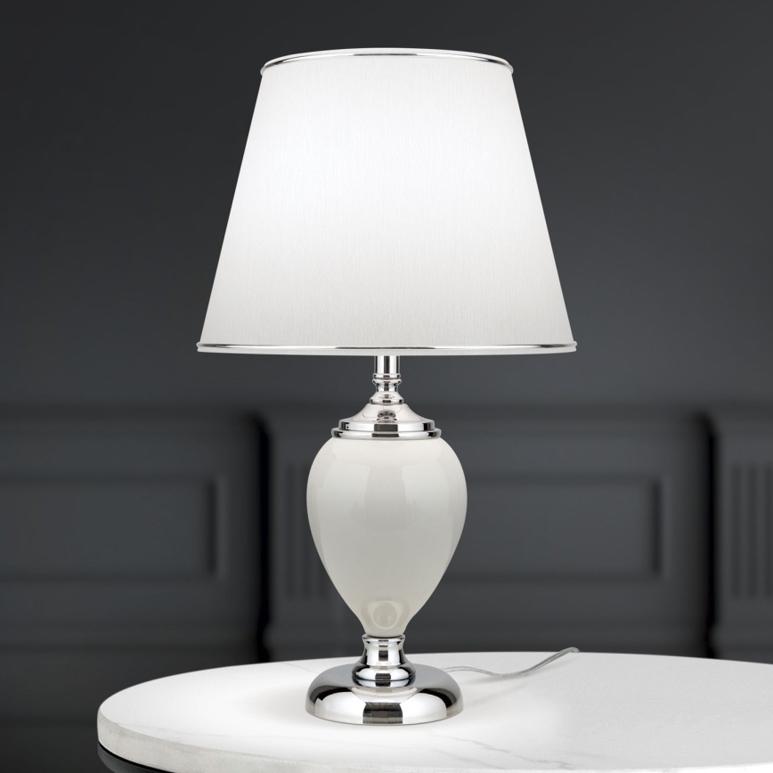 Lámpara de mesa OVUM 1xE27/40W/230V 48 cm cerámica blanco/cromo brillante