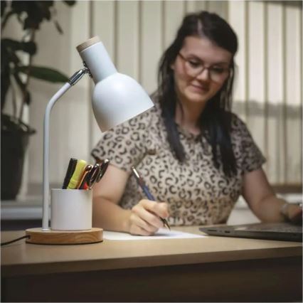 Lámpara de mesa POPPY 1xE27/25W/230V blanca