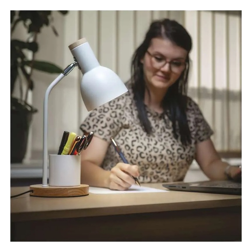 Lámpara de mesa POPPY 1xE27/25W/230V blanca