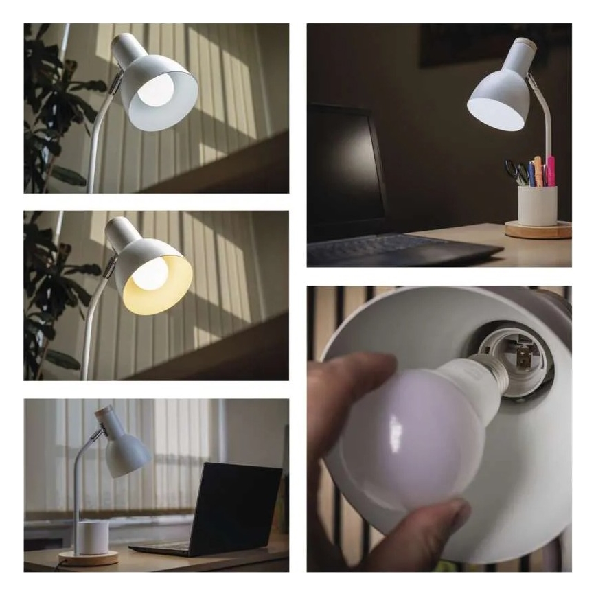 Lámpara de mesa POPPY 1xE27/25W/230V blanca