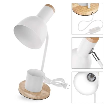 Lámpara de mesa POPPY 1xE27/25W/230V blanca