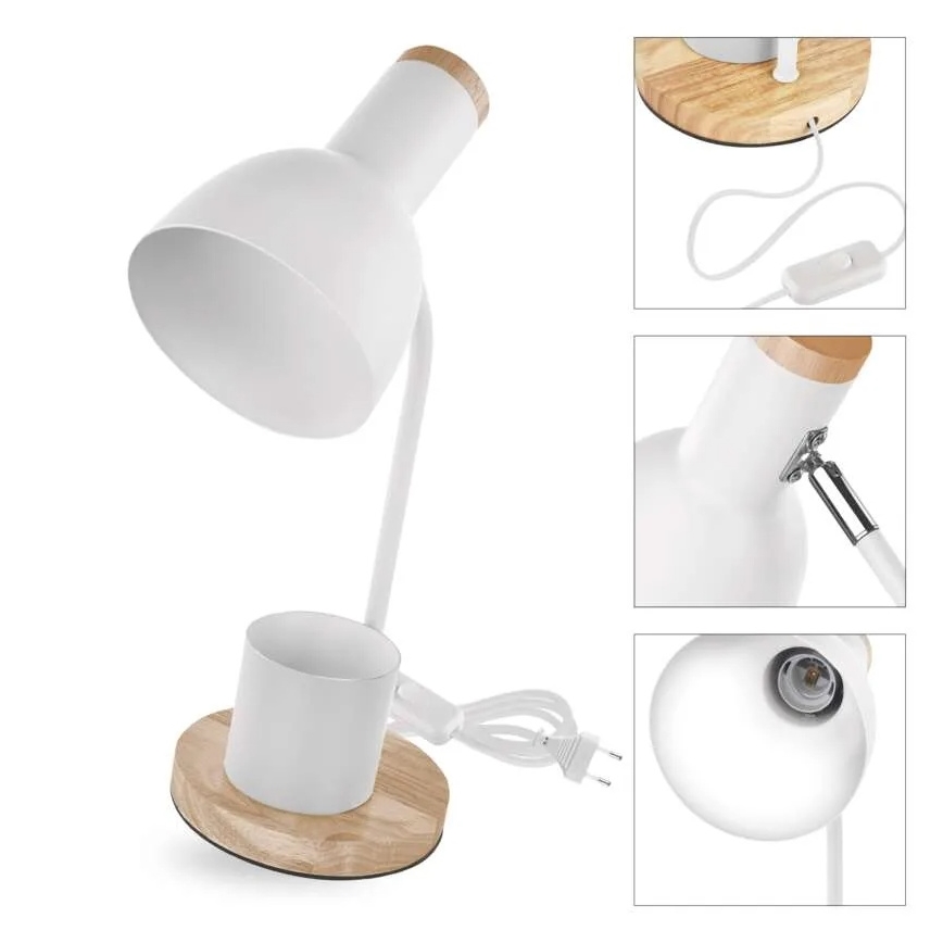 Lámpara de mesa POPPY 1xE27/25W/230V blanca