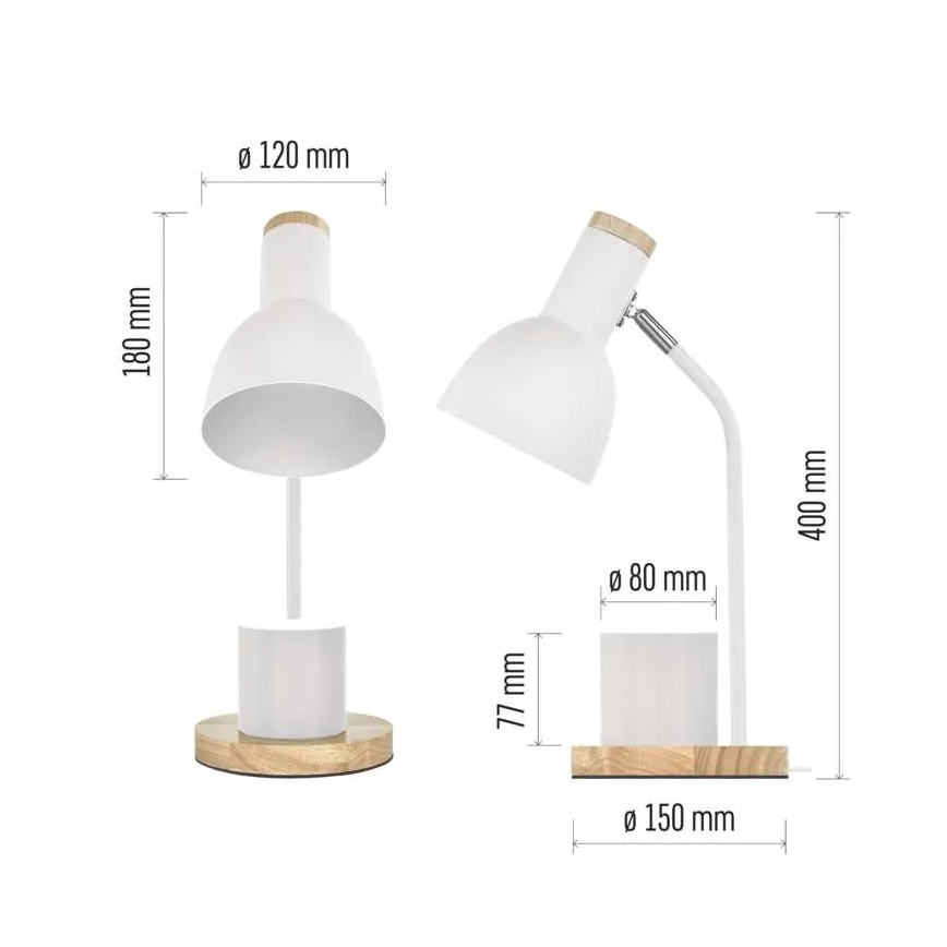 Lámpara de mesa POPPY 1xE27/25W/230V blanca