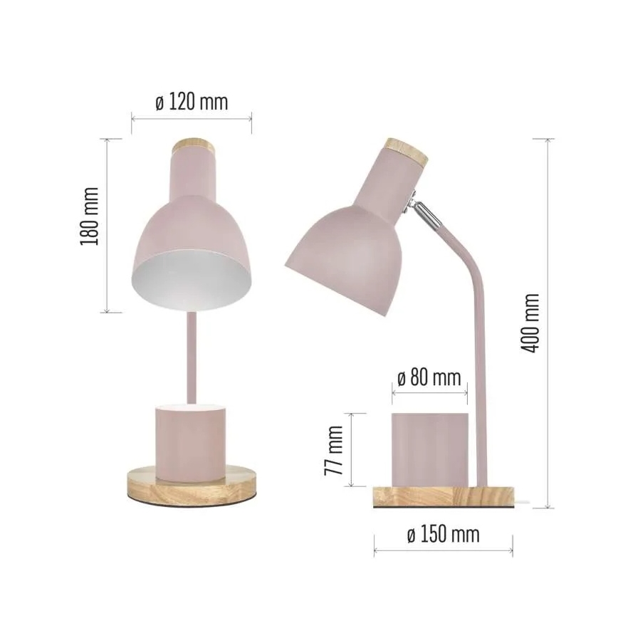 Lámpara de mesa POPPY 1xE27/25W/230V rosa