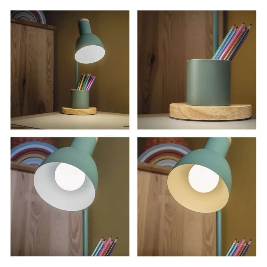 Lámpara de mesa POPPY 1xE27/25W/230V verde