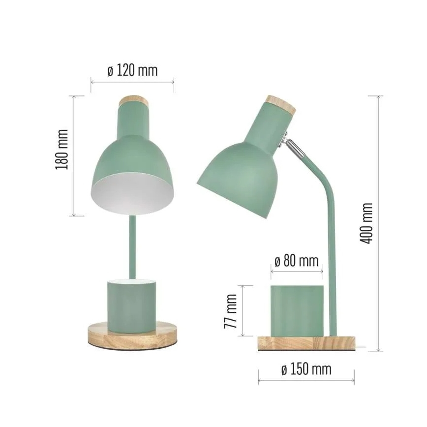 Lámpara de mesa POPPY 1xE27/25W/230V verde