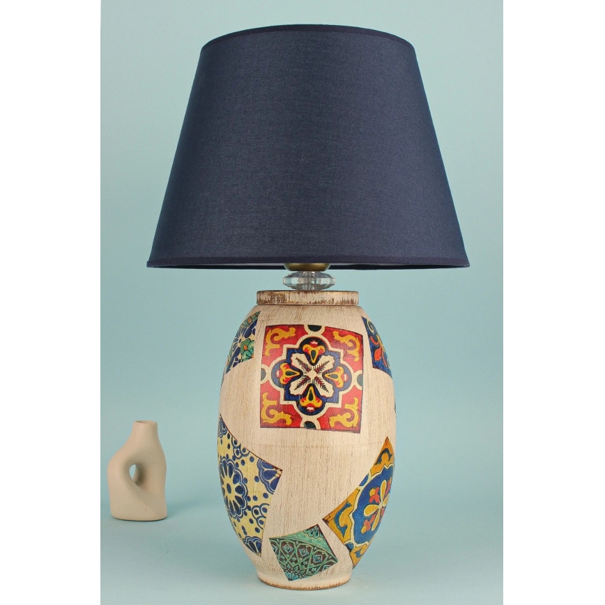 Lámpara de mesa RAMZES 1xE27/40W/230V azul/beige