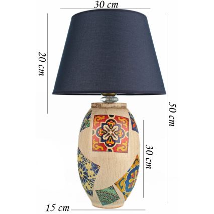 Lámpara de mesa RAMZES 1xE27/40W/230V azul/beige