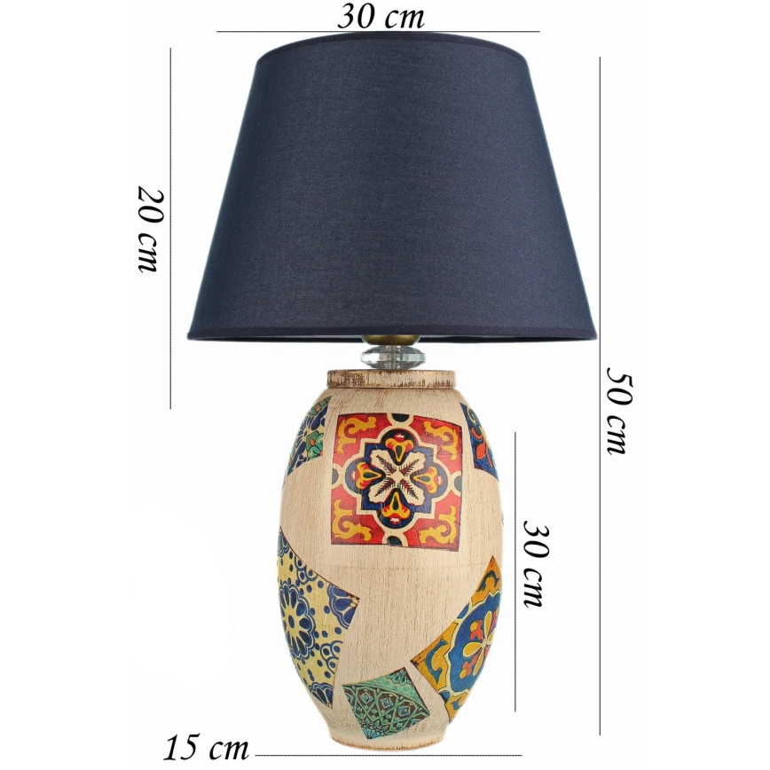 Lámpara de mesa RAMZES 1xE27/40W/230V azul/beige