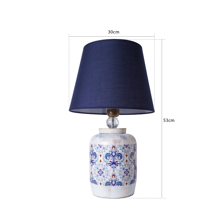 Lámpara de mesa RAMZES 1xE27/40W/230V azul/blanca