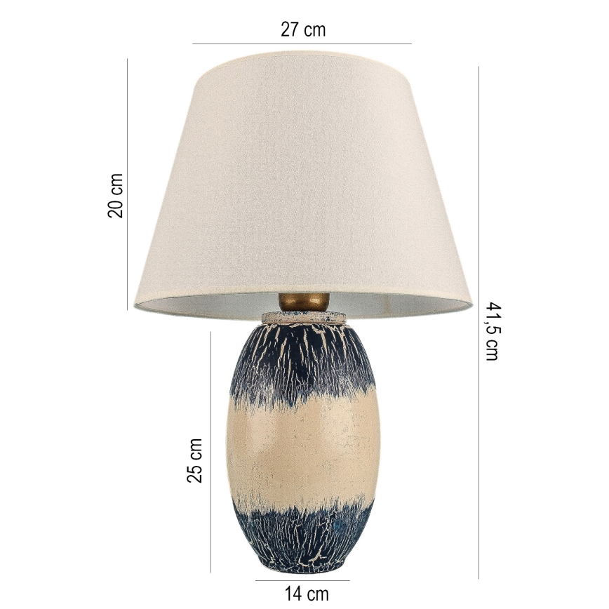 Lámpara de mesa RAMZES 1xE27/40W/230V beige/azul