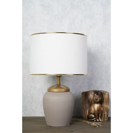 Lámpara de mesa RAMZES 1xE27/40W/230V blanca/beige