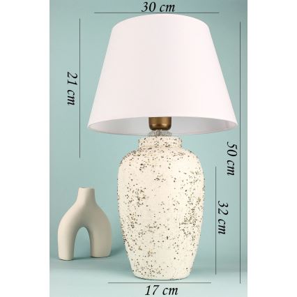 Lámpara de mesa RAMZES 1xE27/40W/230V blanca/crema
