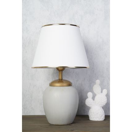 Lámpara de mesa RAMZES 1xE27/40W/230V blanca/gris