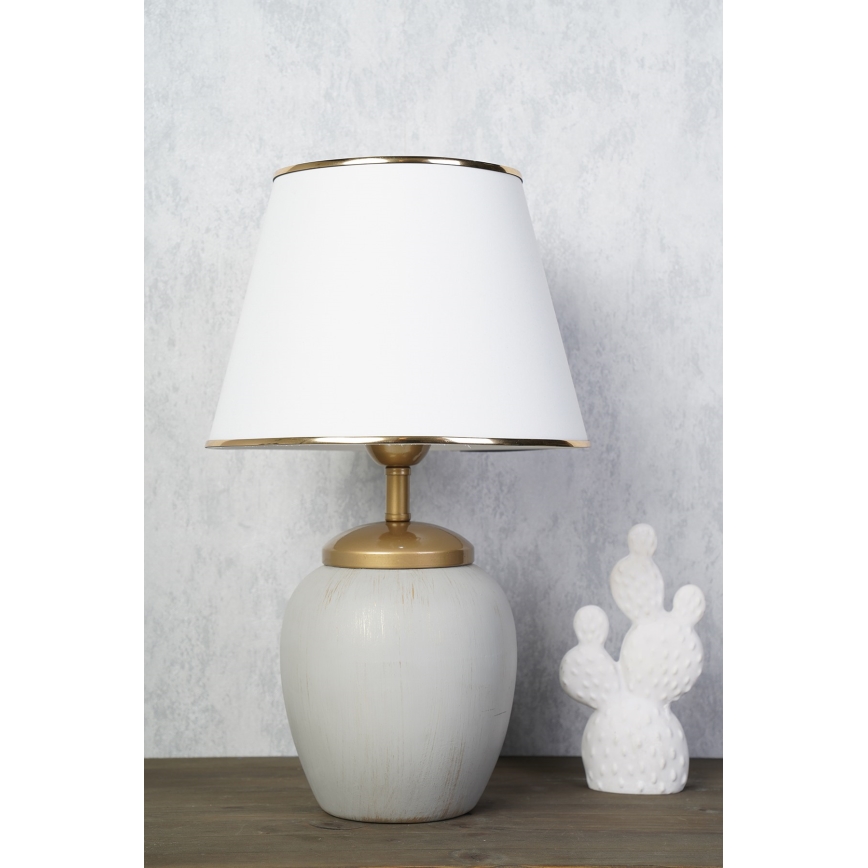Lámpara de mesa RAMZES 1xE27/40W/230V blanca/gris