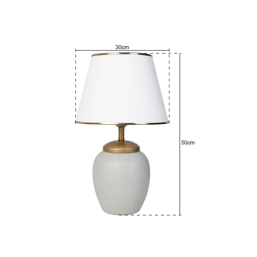 Lámpara de mesa RAMZES 1xE27/40W/230V blanca/gris