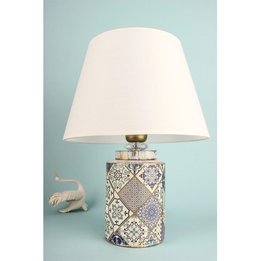 Lámpara de mesa RAMZES 1xE27/40W/230V blanca/gris