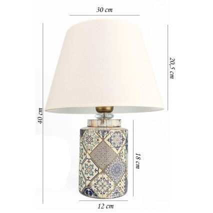 Lámpara de mesa RAMZES 1xE27/40W/230V blanca/gris